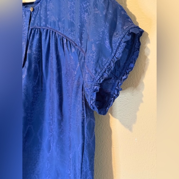 ZADIG & VOLTAIRE Blue Python Print Tie Hem Silk Blend Top Blue Medium - Picture 4 of 9